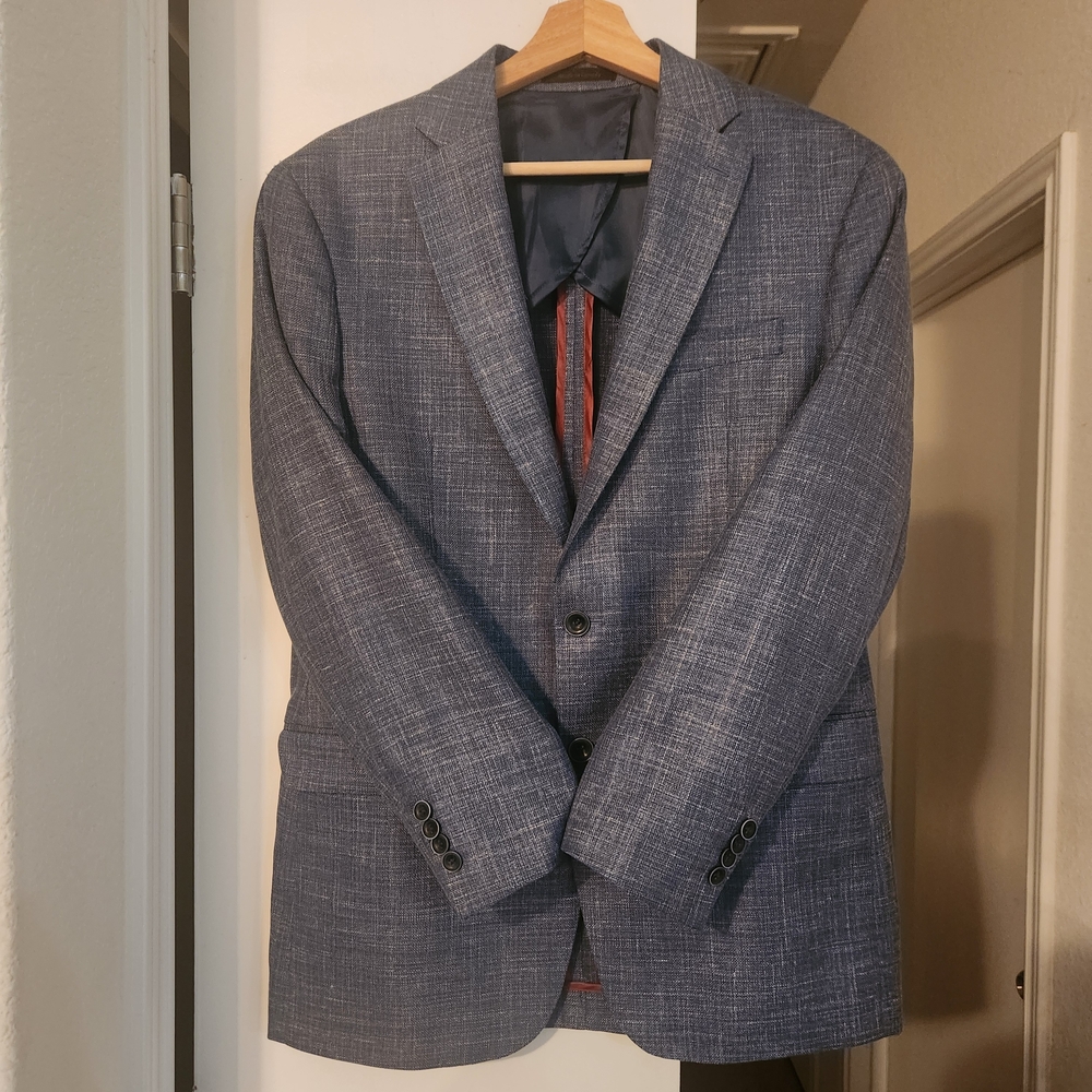 VINTAGE TailoRed Loro Piana Blazer 38R Silk Linen Blue Check Twill Tailor Red